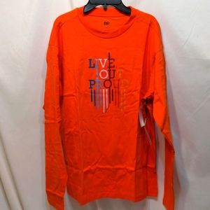 B.P non-binary orange long sleeve pride tee shirt size medium